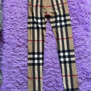 Burberry Cream Plaid Leggings
